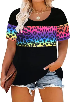 RITERA Plus Size Tops for Women Short Sleeve Raglan Tunic Casual Colorblock Shirts Oversized Crewneck Henley Shirts