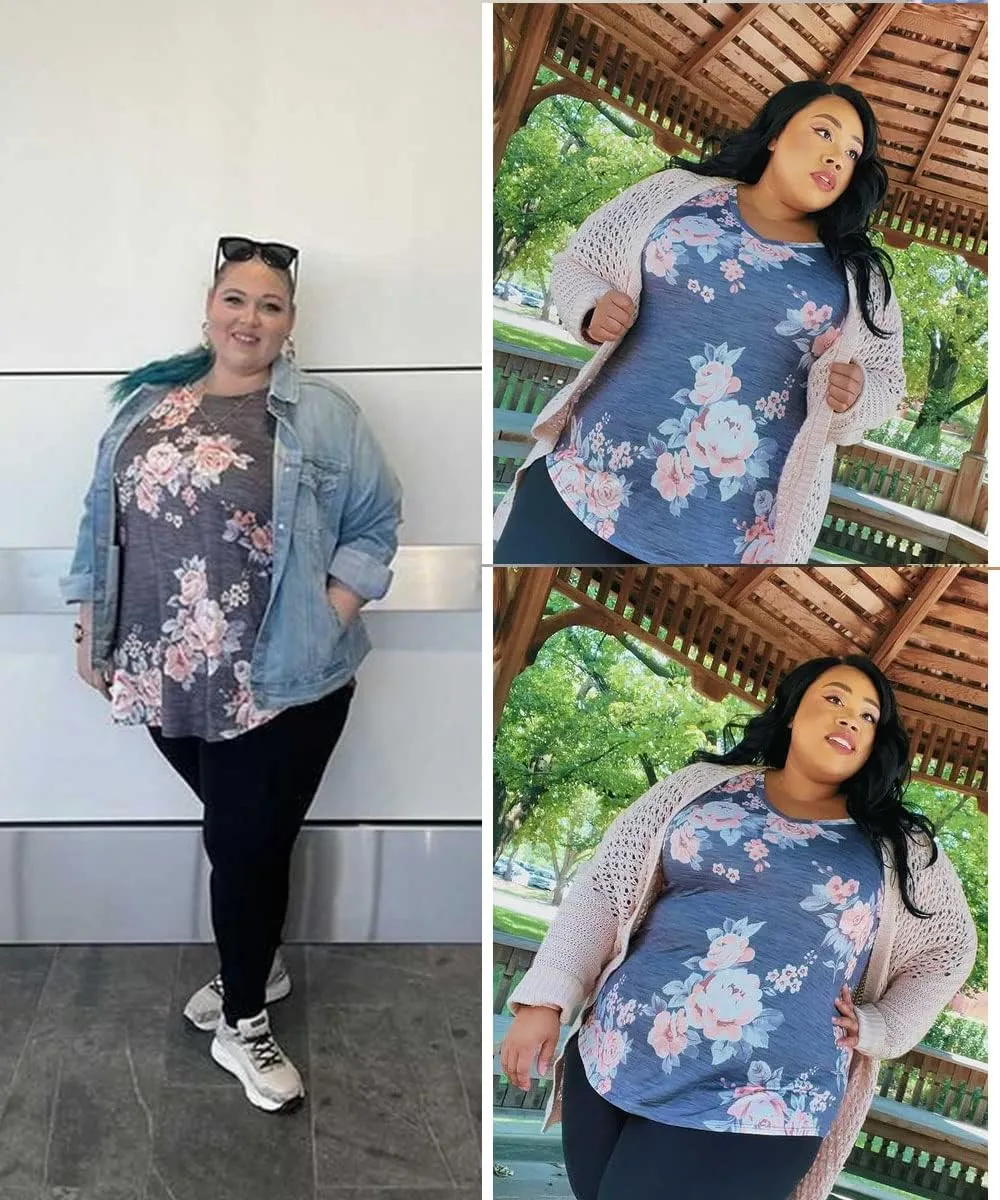 RITERA Womens Plus Size Tops Long Sleeve Shirts V Neck Tunics Fall Casual Pullover Loose Fit Basic Tshirt XL-6XL 14W-30W