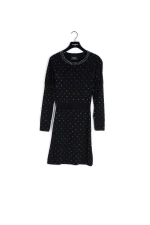 Robe courte noire clous maille stretch
