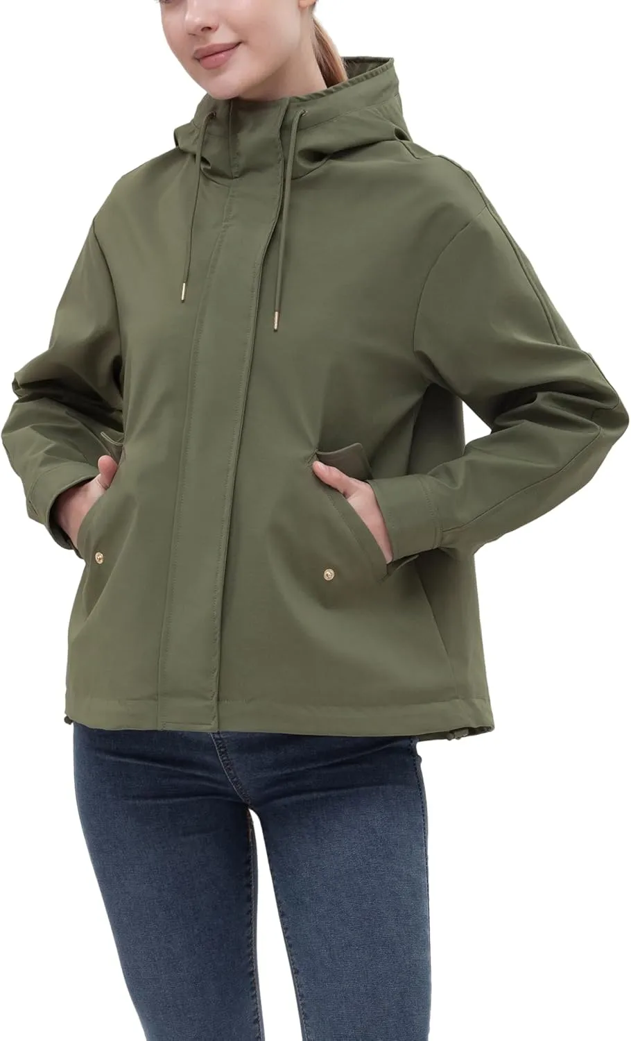 Rokka&Rolla Women's Hooded Rain Jacket Utility Parka