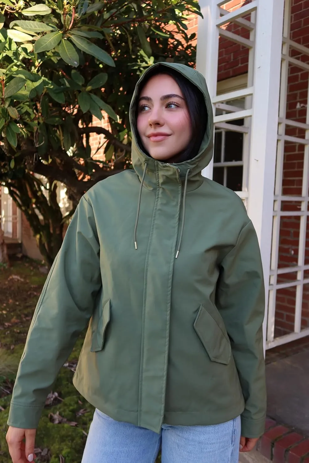 Rokka&Rolla Women's Hooded Rain Jacket Utility Parka