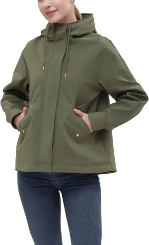 Rokka&Rolla Women's Hooded Rain Jacket Utility Parka