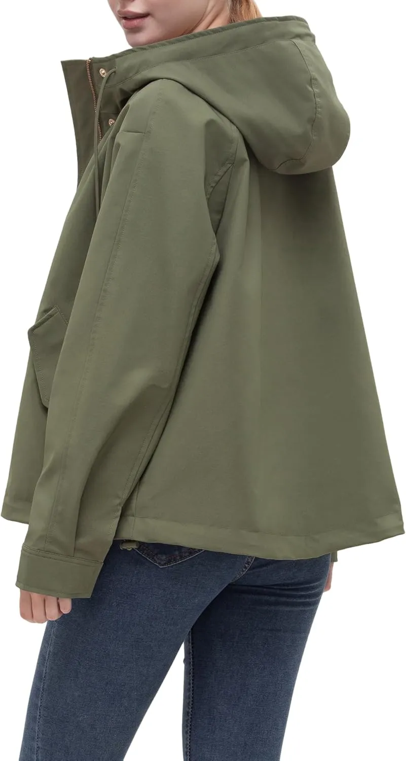 Rokka&Rolla Women's Hooded Rain Jacket Utility Parka