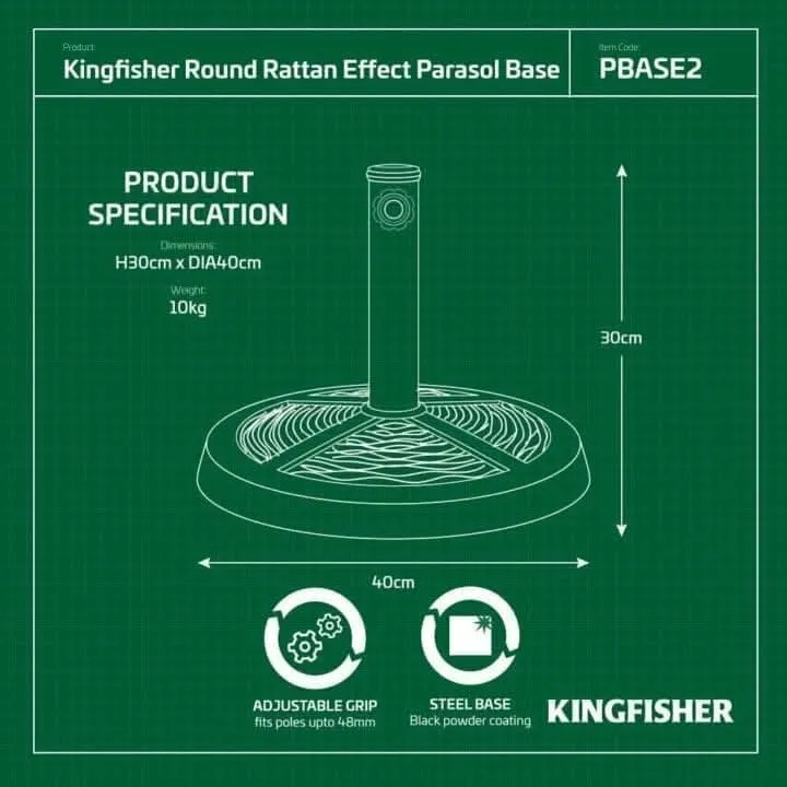 Round Rattan Effect Parasol Base - 10kg