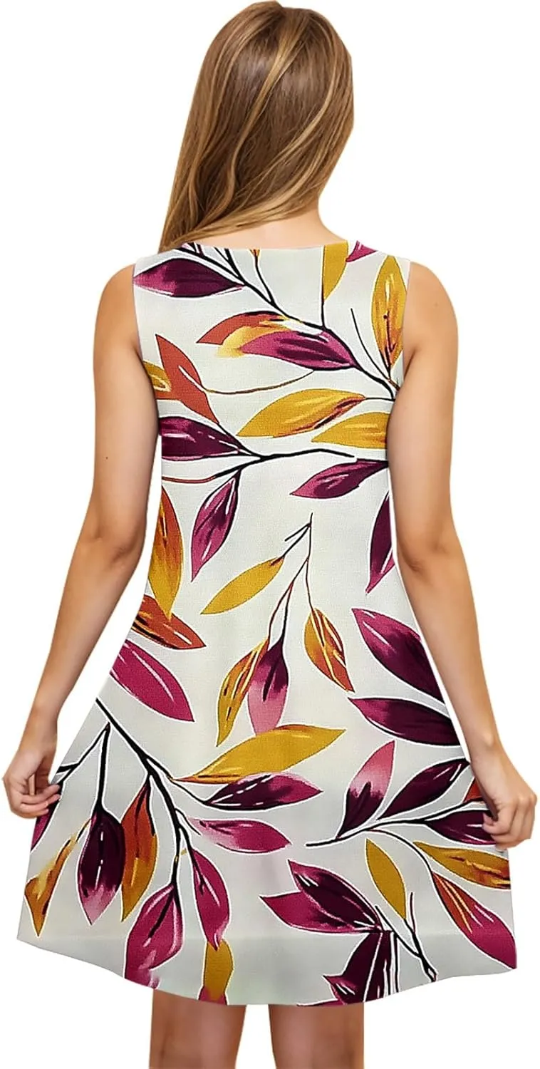 Ruziyoog Women's Casual Sleeveless Mini Dress 2025 Summer Trendy Floral Print Sundress Crewneck Tank Loose Beach Dresses