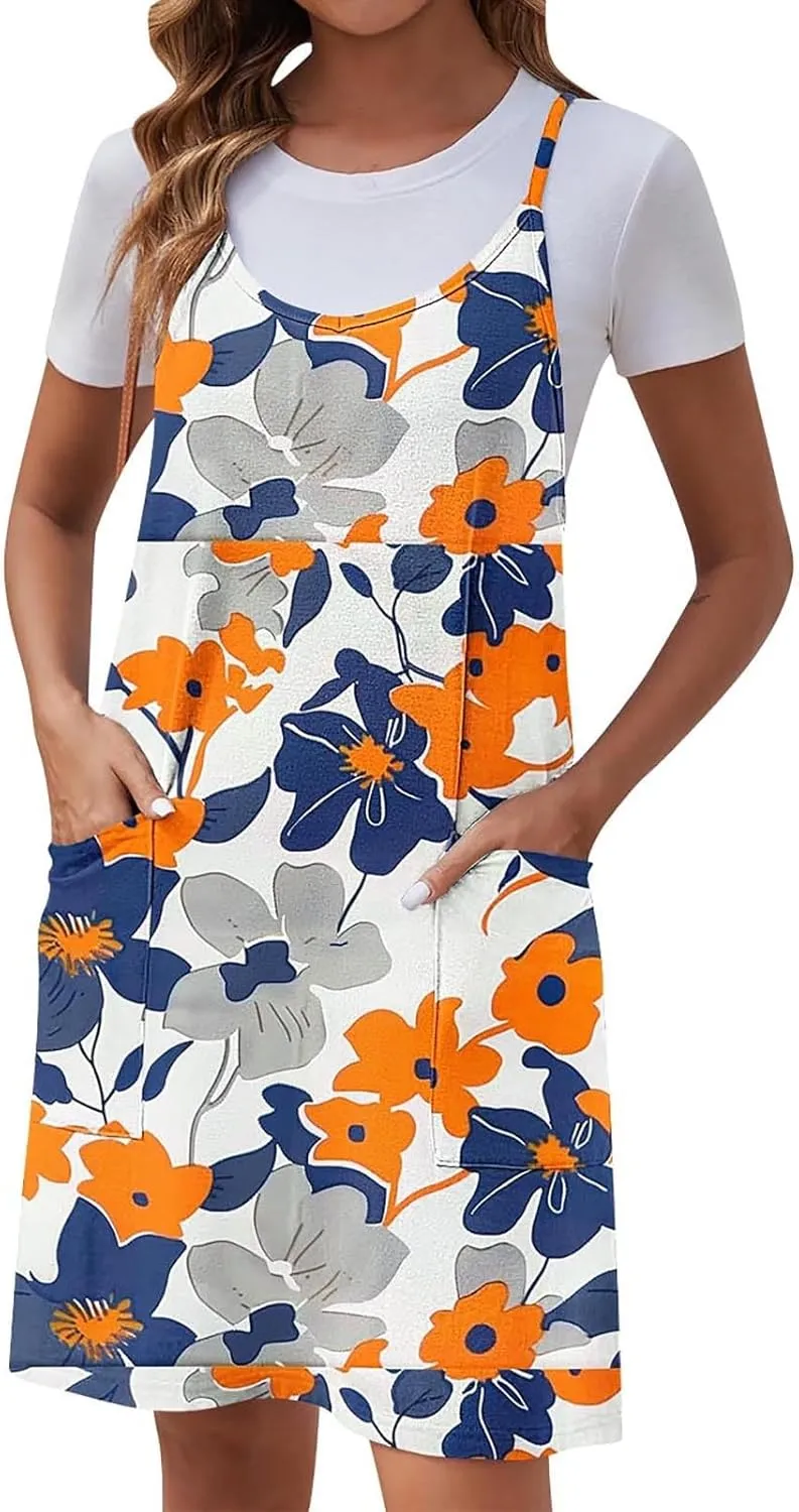 Ruziyoog Women's Summer Sleeveless Tank Dress 2025 Floral Print Spaghetti Straps Sun Dress Casual Short Mini Beach Dresses