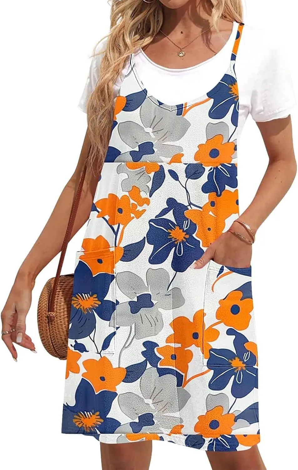 Ruziyoog Women's Summer Sleeveless Tank Dress 2025 Floral Print Spaghetti Straps Sun Dress Casual Short Mini Beach Dresses