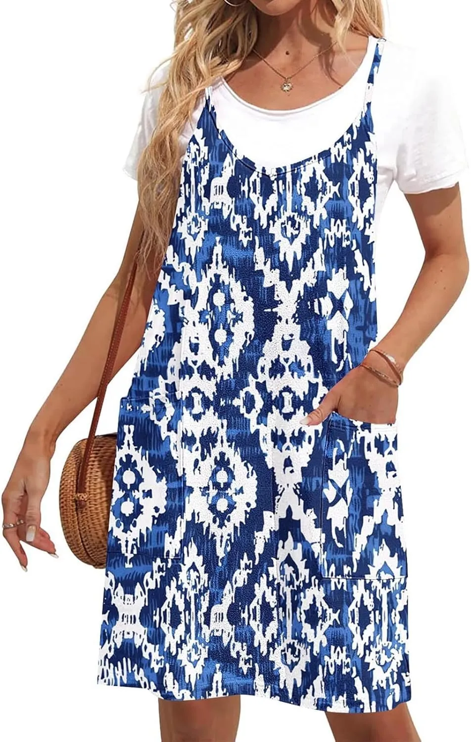 Ruziyoog Women's Summer Sleeveless Tank Dress 2025 Floral Print Spaghetti Straps Sun Dress Casual Short Mini Beach Dresses
