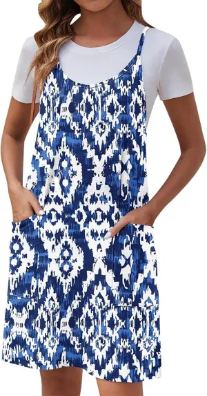 Ruziyoog Women's Summer Sleeveless Tank Dress 2025 Floral Print Spaghetti Straps Sun Dress Casual Short Mini Beach Dresses
