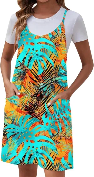Ruziyoog Women's Summer Sleeveless Tank Dress 2025 Floral Print Spaghetti Straps Sun Dress Casual Short Mini Beach Dresses