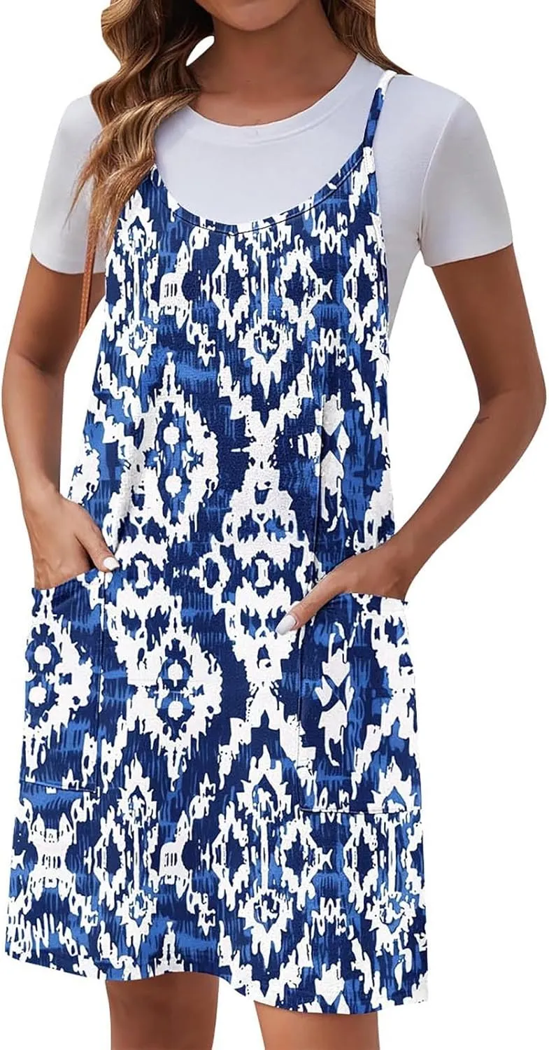 Ruziyoog Women's Summer Sleeveless Tank Dress 2025 Floral Print Spaghetti Straps Sun Dress Casual Short Mini Beach Dresses