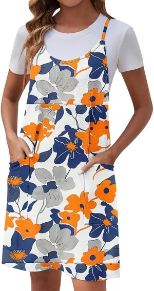 Ruziyoog Women's Summer Sleeveless Tank Dress 2025 Floral Print Spaghetti Straps Sun Dress Casual Short Mini Beach Dresses