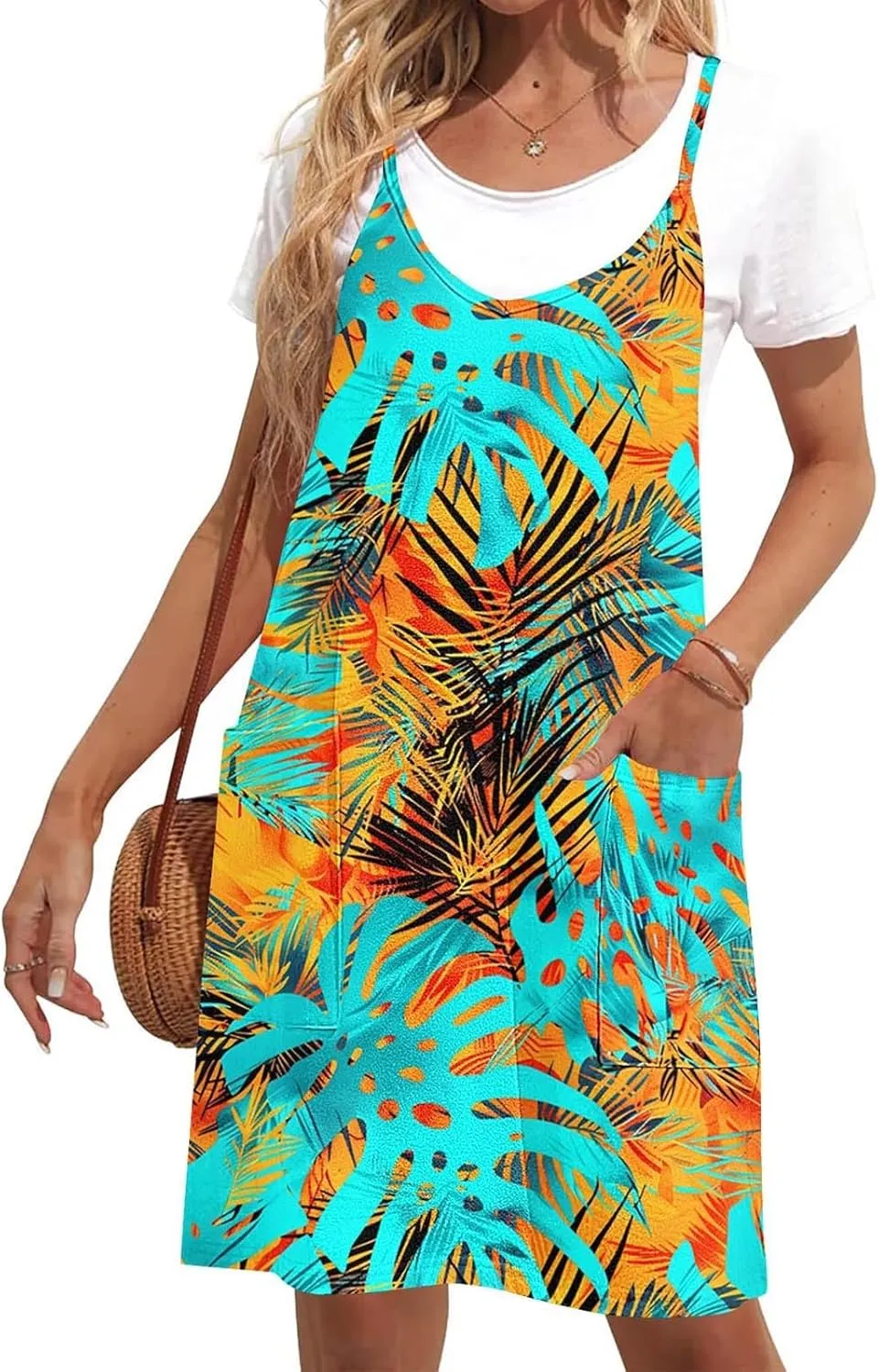 Ruziyoog Women's Summer Sleeveless Tank Dress 2025 Floral Print Spaghetti Straps Sun Dress Casual Short Mini Beach Dresses