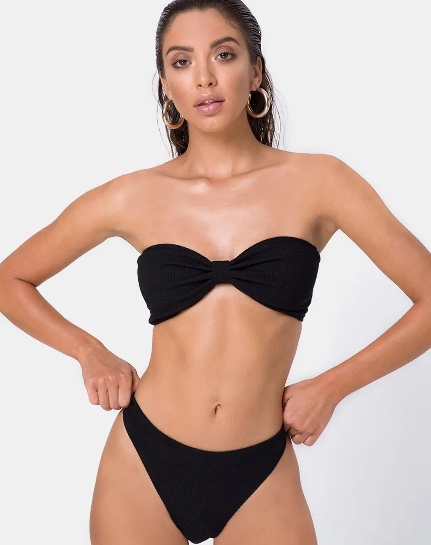 Samara Bikini Bottom in Crinkle Rib Black