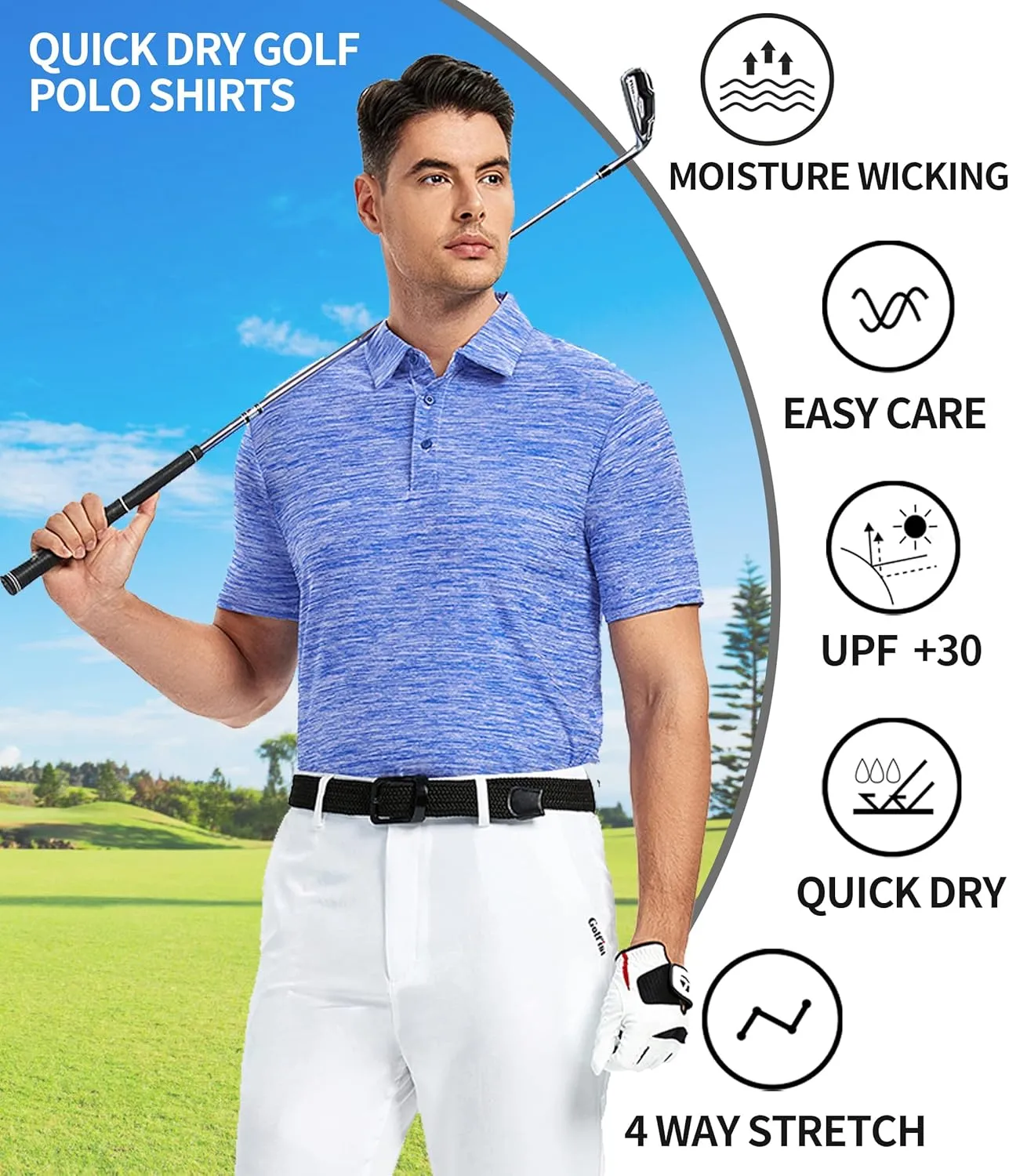 SAMERM Golf Shirts for Men Dry Fit Short Sleeve Mens Golf Shirt Performance Moisture Wicking Polo Shirts for Men
