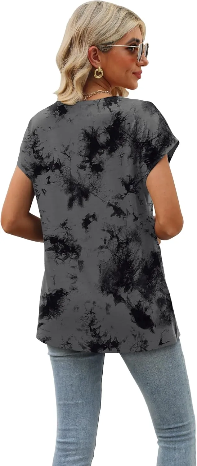 SAMPEEL Womens Summer Tops 2025 Cap Sleeve Trendy Tank Tops V Neck Loose Fit Shirts