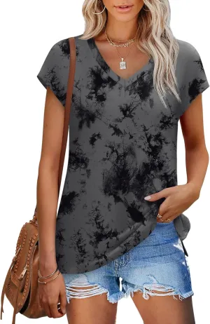 SAMPEEL Womens Summer Tops 2025 Cap Sleeve Trendy Tank Tops V Neck Loose Fit Shirts