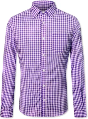 SANGTREE Men Plaid Casual Slim Fit Long Sleeve Button Down Dress Shirts, S - 3XL