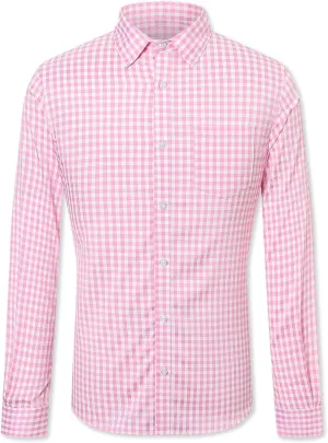SANGTREE Men Plaid Casual Slim Fit Long Sleeve Button Down Dress Shirts, S - 3XL