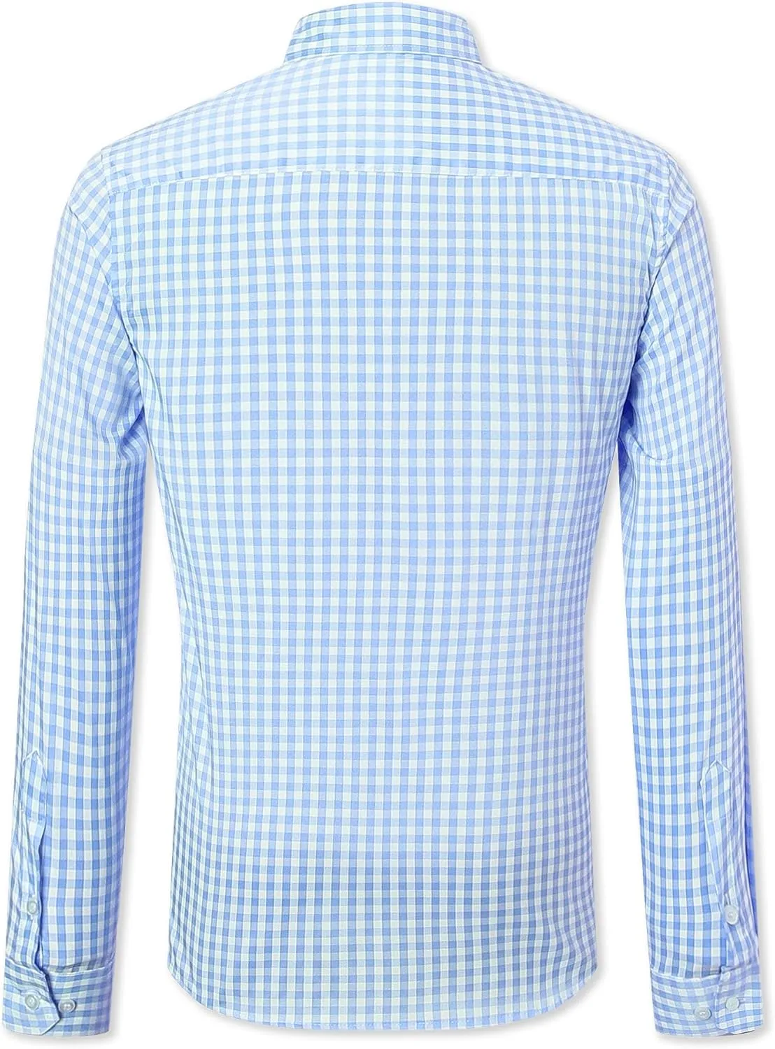 SANGTREE Men Plaid Casual Slim Fit Long Sleeve Button Down Dress Shirts, S - 3XL