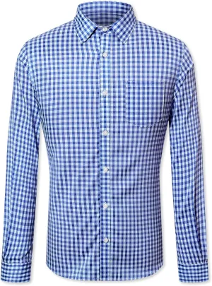 SANGTREE Men Plaid Casual Slim Fit Long Sleeve Button Down Dress Shirts, S - 3XL