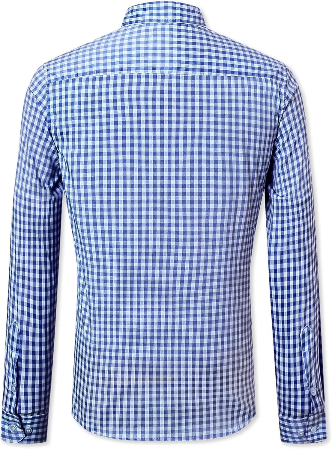 SANGTREE Men Plaid Casual Slim Fit Long Sleeve Button Down Dress Shirts, S - 3XL