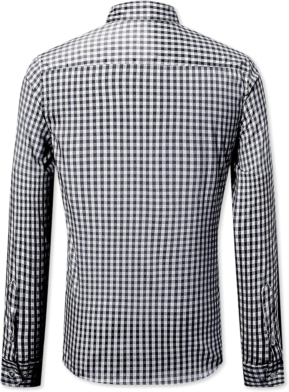 SANGTREE Men Plaid Casual Slim Fit Long Sleeve Button Down Dress Shirts, S - 3XL