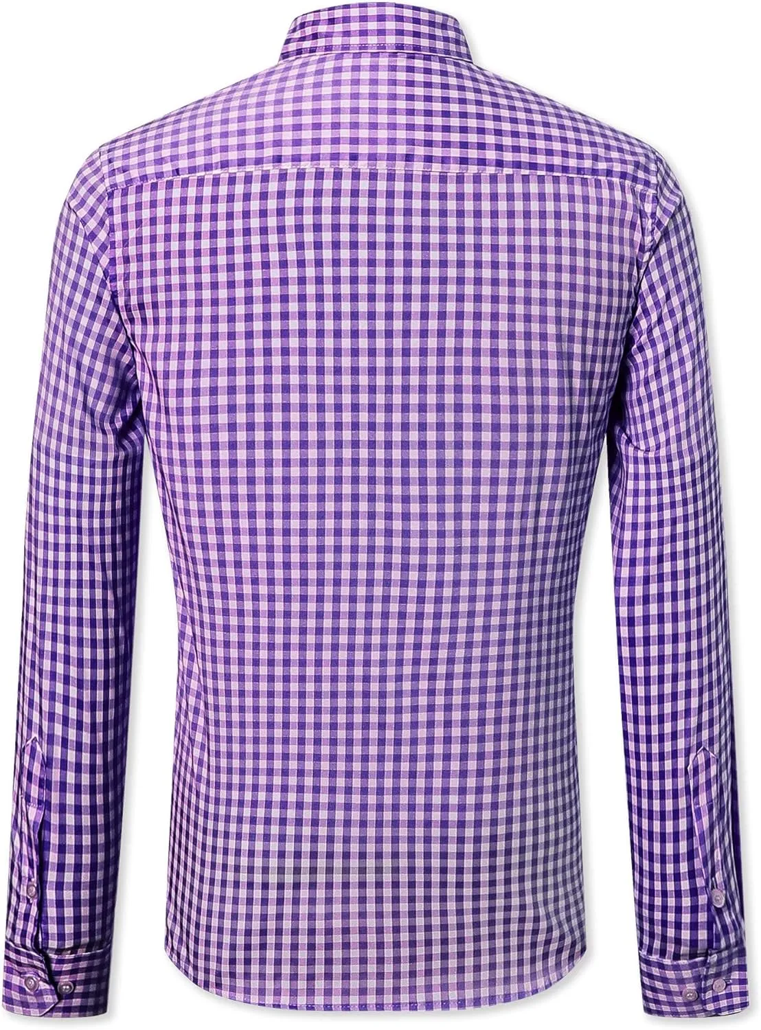 SANGTREE Men Plaid Casual Slim Fit Long Sleeve Button Down Dress Shirts, S - 3XL