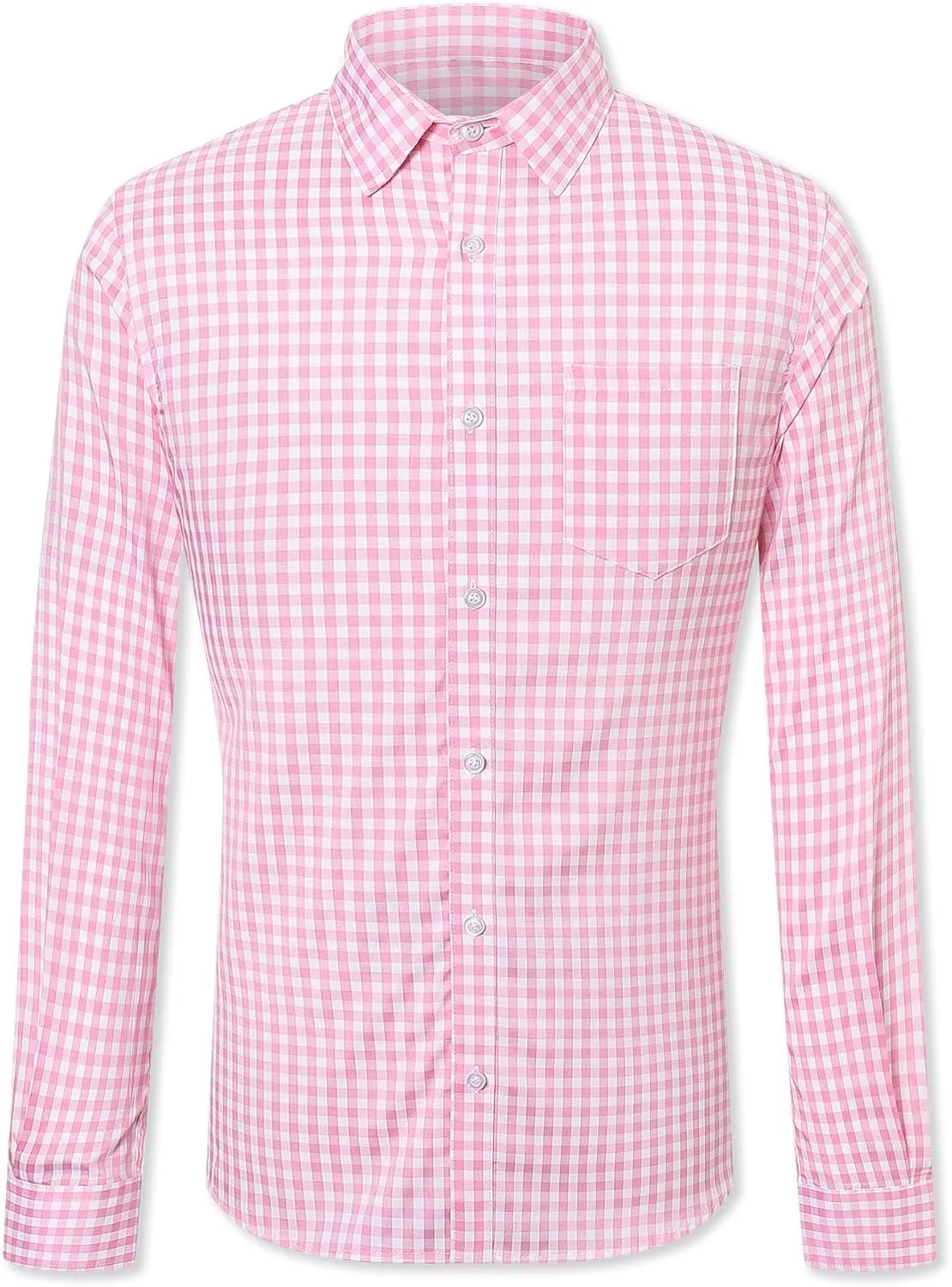 SANGTREE Men Plaid Casual Slim Fit Long Sleeve Button Down Dress Shirts, S - 3XL