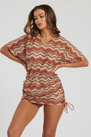 SB POOLSIDE RUCHED COVER UP IN COPPER CROCHET