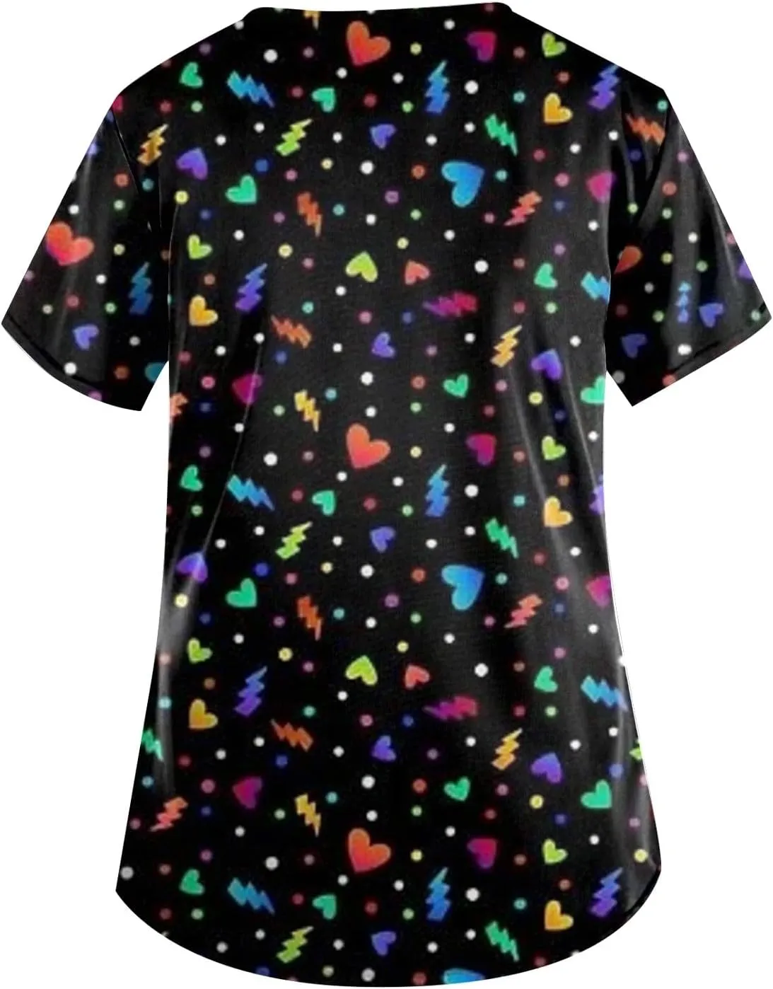 Scrubs for Women Casual Printed Work Uniform T-Shirt V Neck Short Sleeve Nurse Scrub Tunic Blouse with Pockets