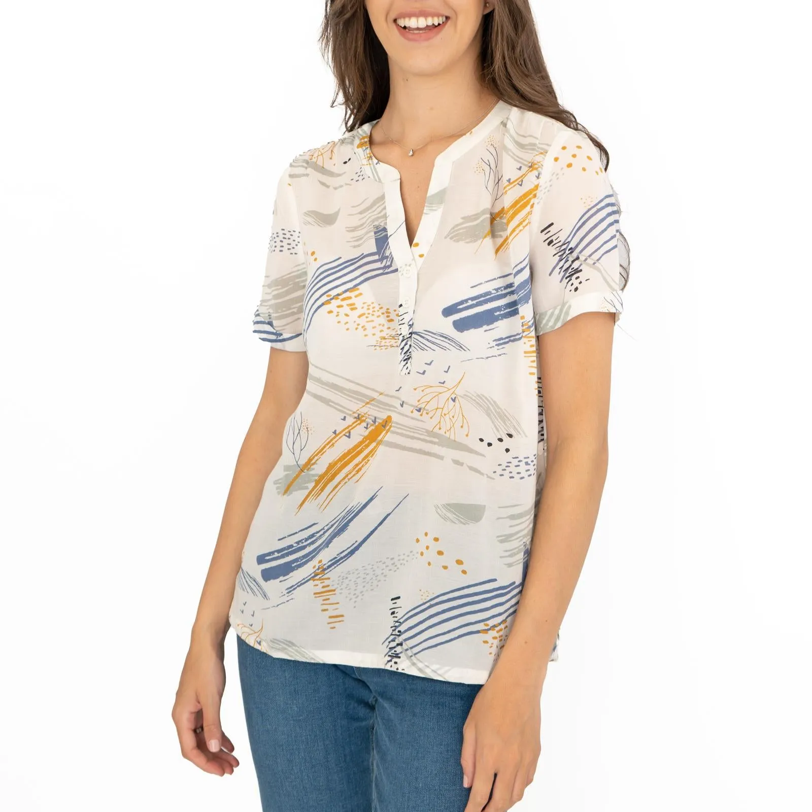 Seasalt Dancing Light White Print Short Sleeve Lightweight Summer Tops