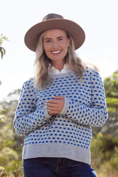 See Saw Australian Wool Spotty Sweater in Silver Ocean