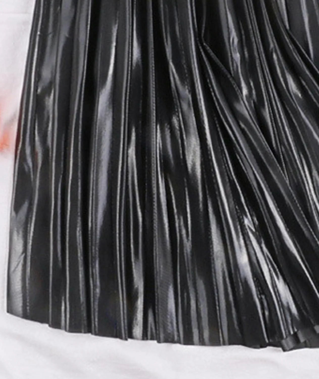 SEMATOMALA Women's Gold Pleated Maxi Skirt Accordion Elastic Waist Aline Swing Metallic Shiny Long Party Skirts