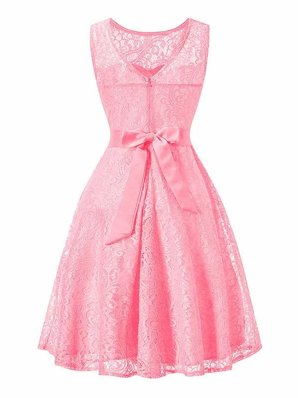 Semisheer Lace A Line Vintage Dress