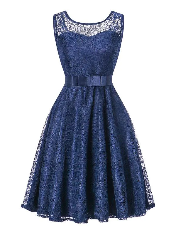Semisheer Lace A Line Vintage Dress