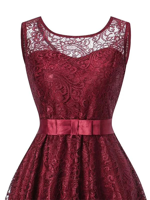 Semisheer Lace A Line Vintage Dress