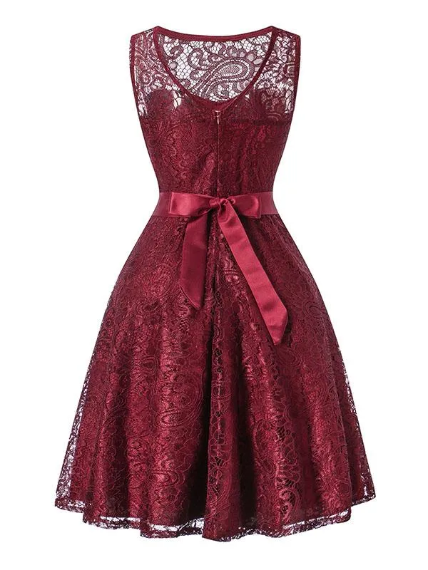 Semisheer Lace A Line Vintage Dress