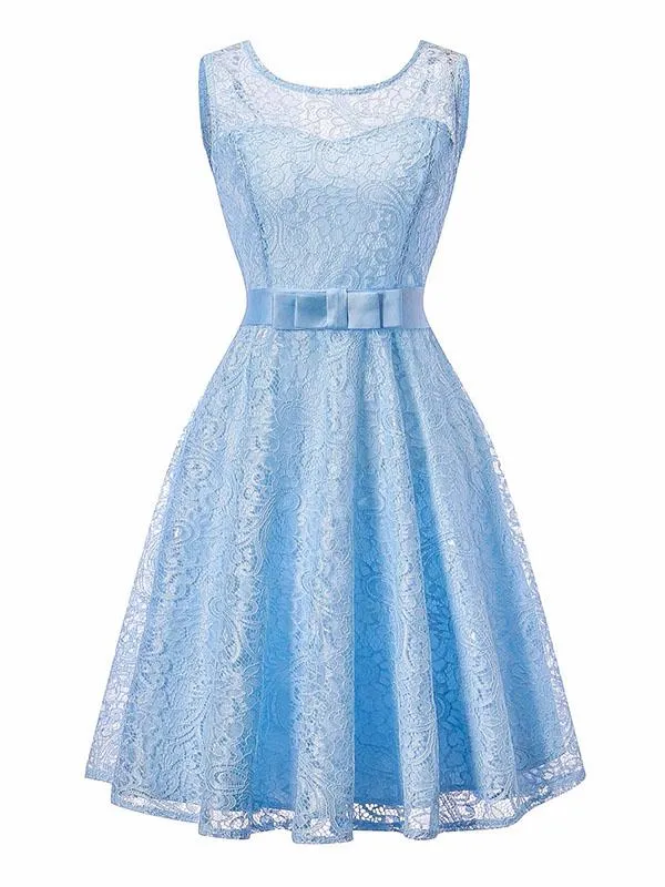 Semisheer Lace A Line Vintage Dress