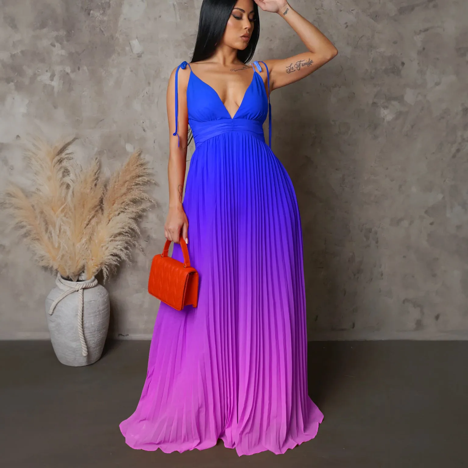 Sensually Strapped Ombre Maxi Dress