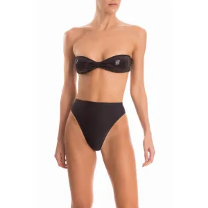 Sequin High Leg Strapless Bikini In Black