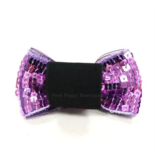Sequins 1 Collar Slider Bow Tie- Purple