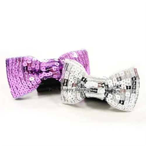 Sequins 1 Collar Slider Bow Tie- Purple