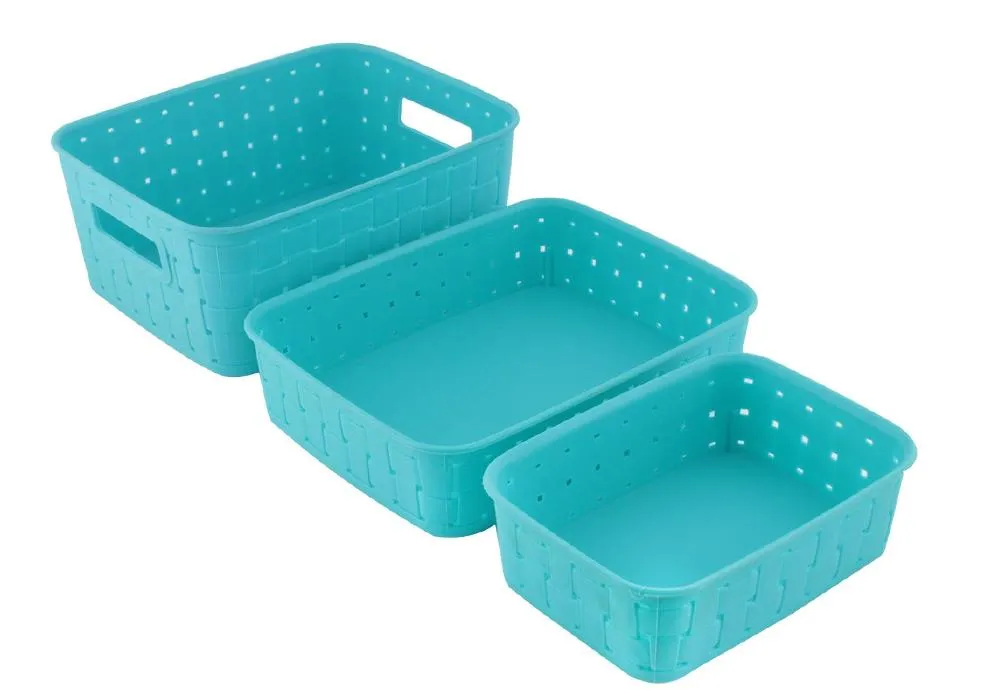 Set of 3 Sky Blue Smart Storage Baskets