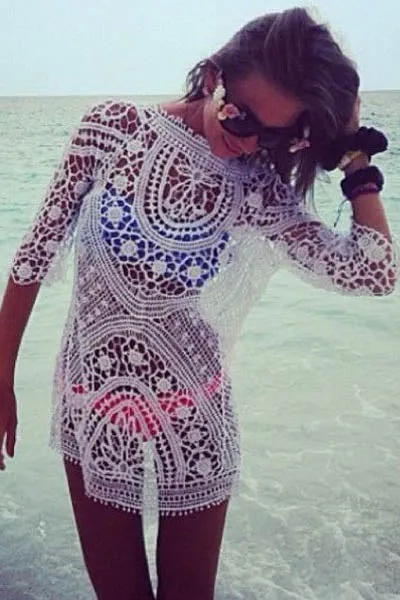 Sexy Bikini Swimwear Crochet Beach Cover Up Dress
