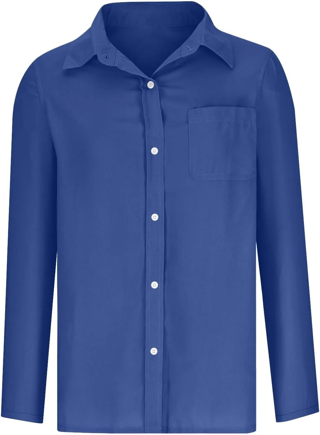 Shirts for Women Long Sleeve Button Down Top Pocket Collared Tunic Solid Loose Casual Daily Womens Fashion Blouses
