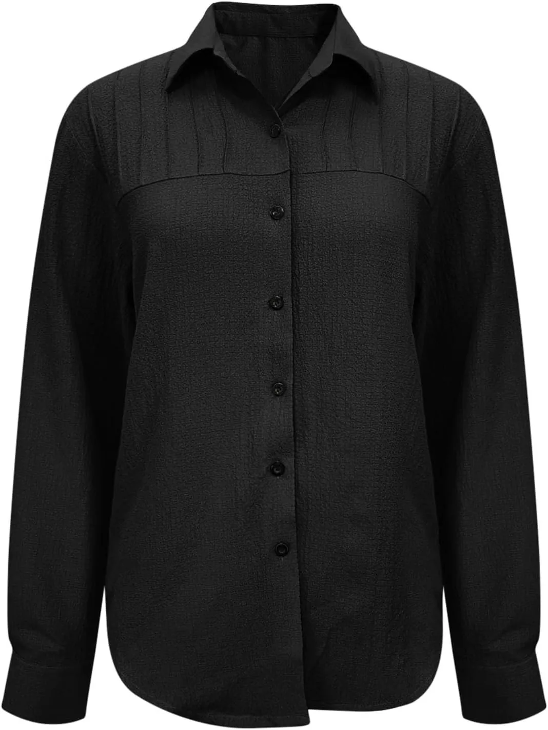 Shirts for Women Long Sleeve Button Down Top Pocket Collared Tunic Solid Loose Casual Daily Womens Fashion Blouses