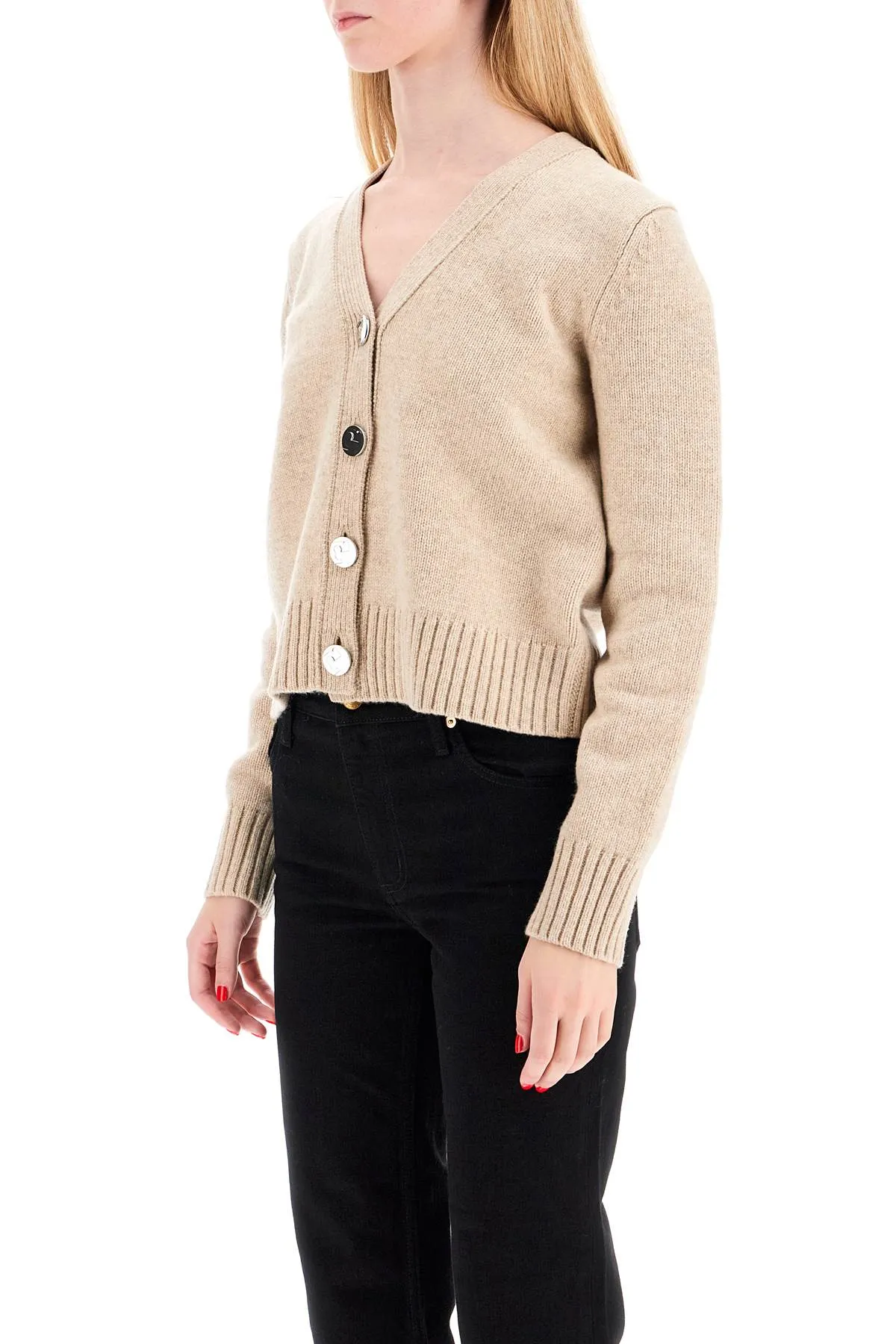 short wool cardigan for women 162704 OATMEAL MÉLANGE