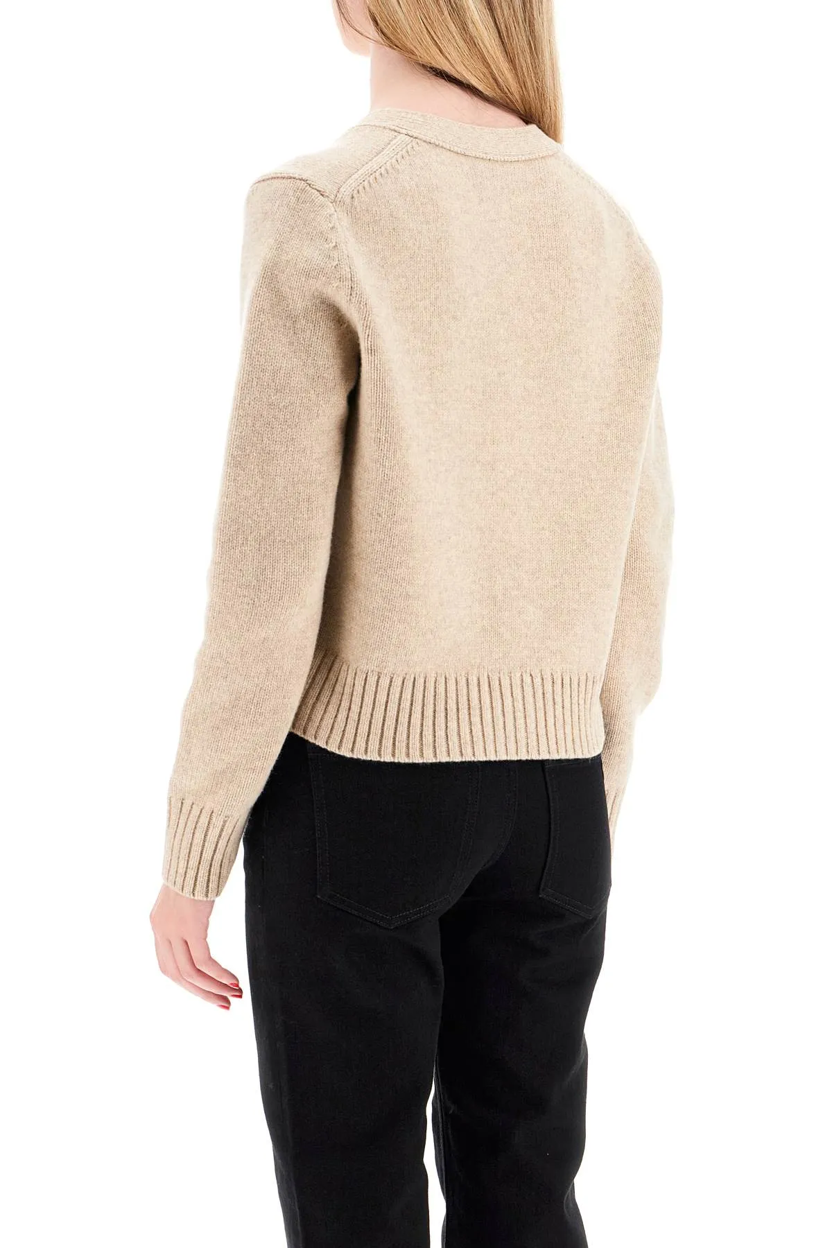 short wool cardigan for women 162704 OATMEAL MÉLANGE