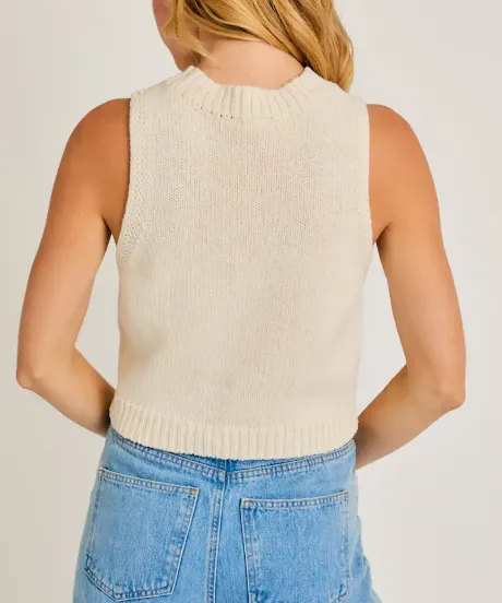 Ski Sweater Top - Cream/Red - FINAL SALE
